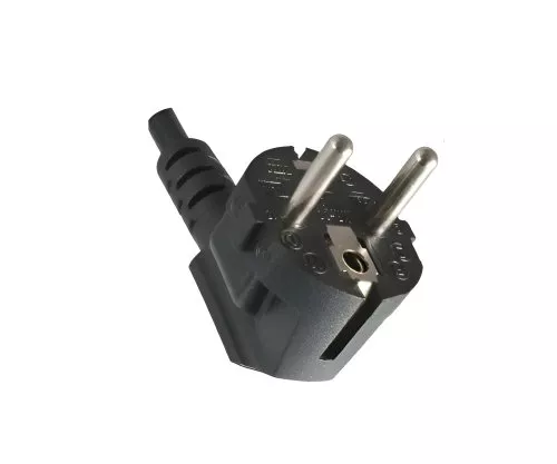 Netzkabel Europa CEE 7/7 90° auf C5 gewinkelt, 0,75mm², VDE, schwarz, Länge 1,80m